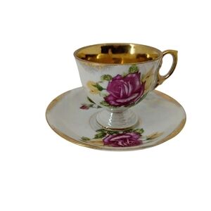 Royal Ashley Fine China Pearlized Gold Encrusted Mini Tea Cup